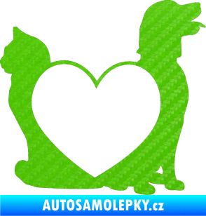 Samolepka Pejsek a kočička love pravá 3D karbon zelený kawasaki