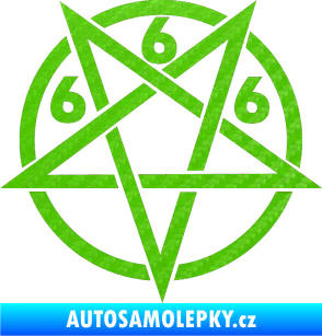 Samolepka Pentagram 666 3D karbon zelený kawasaki