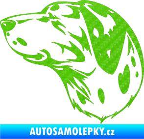 Samolepka Pes 002 levá Dalmatin 3D karbon zelený kawasaki