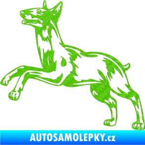 Samolepka Pes 015 levá Bulteriér 3D karbon zelený kawasaki