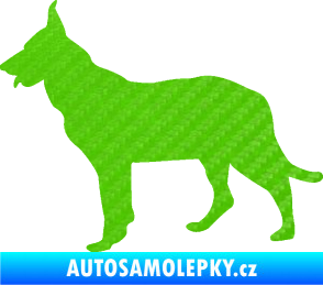 Samolepka Pes 079 levá Německý ovčák 3D karbon zelený kawasaki