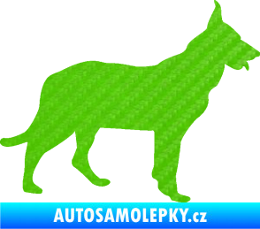 Samolepka Pes 079 pravá Německý ovčák 3D karbon zelený kawasaki