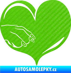 Samolepka Pes 102 levá packa 3D karbon zelený kawasaki
