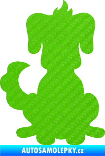 Samolepka Pes 113 levá kreslená silueta 3D karbon zelený kawasaki