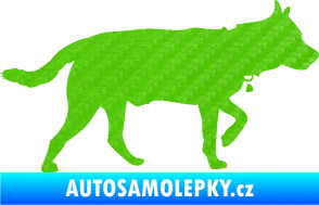 Samolepka Pes 121 pravá německý ovčák 3D karbon zelený kawasaki