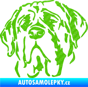 Samolepka Pes 125 levá anglický mastif 3D karbon zelený kawasaki