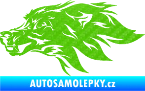 Samolepka Pes 127 levá hlava 3D karbon zelený kawasaki