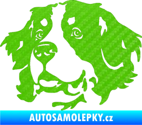 Samolepka Pes 131 levá bernský salašnický pes 3D karbon zelený kawasaki