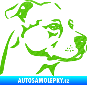 Samolepka Pes 134 pravá Stafordširský bulteriér 3D karbon zelený kawasaki