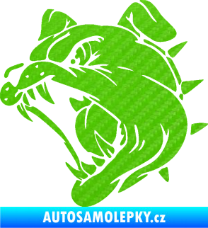 Samolepka Pes 136 levá rozzuřený buldok 3D karbon zelený kawasaki