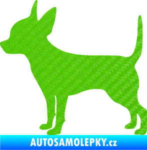 Samolepka Pes 138 levá čivava 3D karbon zelený kawasaki