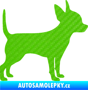 Samolepka Pes 138 pravá čivava 3D karbon zelený kawasaki