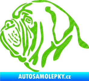 Samolepka Pes 163 levá bordeauxská doga 3D karbon zelený kawasaki