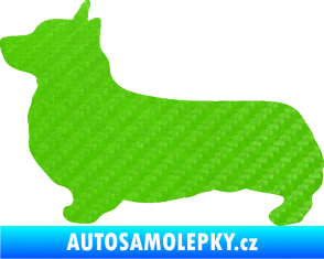 Samolepka Pes 164 levá Welsh Corgi Pembroke 3D karbon zelený kawasaki