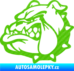 Samolepka Pes 174 levá rozzuřený buldok 3D karbon zelený kawasaki