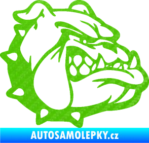 Samolepka Pes 174 pravá rozzuřený buldok 3D karbon zelený kawasaki