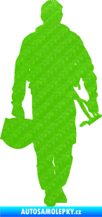 Samolepka Pilot 001 pravá 3D karbon zelený kawasaki