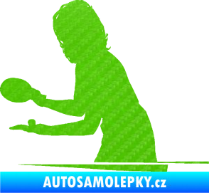 Samolepka Ping pong 005 levá 3D karbon zelený kawasaki