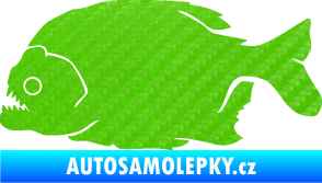 Samolepka Piraňa 001 levá dravá ryba 3D karbon zelený kawasaki