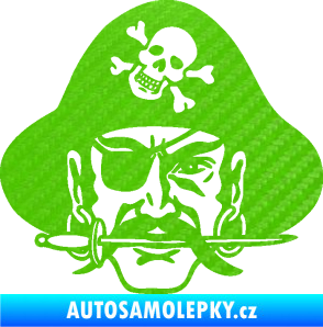 Samolepka Pirát 002 pravá 3D karbon zelený kawasaki