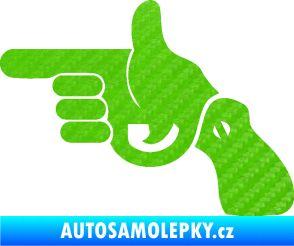 Samolepka Pistole 002 levá han gun 3D karbon zelený kawasaki