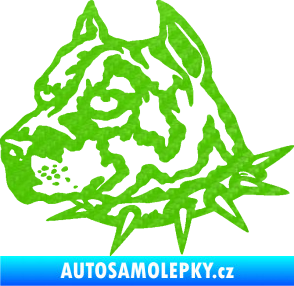 Samolepka Pitbull hlava 006 levá 3D karbon zelený kawasaki
