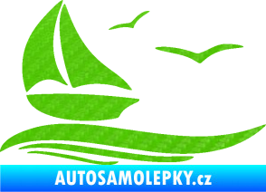 Samolepka Plachetnice 002 levá 3D karbon zelený kawasaki