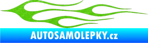 Samolepka Plameny 002 3D karbon zelený kawasaki
