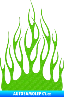 Samolepka Plameny 079 3D karbon zelený kawasaki
