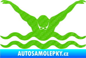 Samolepka Plavání 001  3D karbon zelený kawasaki