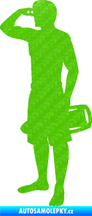 Samolepka Plavčík 001 levá 3D karbon zelený kawasaki