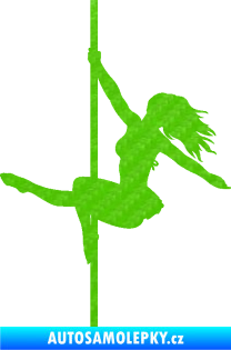Samolepka Pole dance 001 levá tanec na tyči 3D karbon zelený kawasaki
