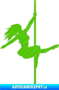 Samolepka Pole dance 001 pravá tanec na tyči 3D karbon zelený kawasaki