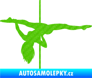 Samolepka Pole dance 002 levá tanec na tyči 3D karbon zelený kawasaki