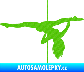 Samolepka Pole dance 002 pravá tanec na tyči 3D karbon zelený kawasaki