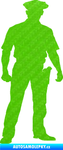 Samolepka Policajt 002 pravá 3D karbon zelený kawasaki