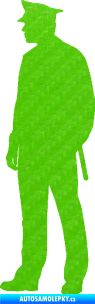 Samolepka Policajt 004 levá 3D karbon zelený kawasaki