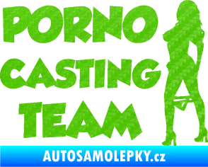 Samolepka Porno casting team  3D karbon zelený kawasaki