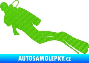 Samolepka Potápěč 005 levá 3D karbon zelený kawasaki