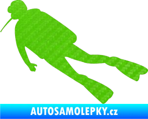 Samolepka Potápěč 006 levá 3D karbon zelený kawasaki