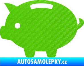Samolepka Prasátko pokladnička levá 3D karbon zelený kawasaki