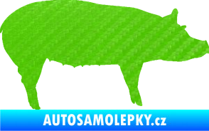 Samolepka Prase 002 pravá 3D karbon zelený kawasaki
