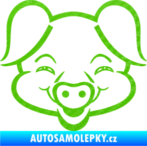 Samolepka Prase 003 veselý čuník 3D karbon zelený kawasaki
