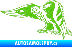 Samolepka Predators 094 levá sova 3D karbon zelený kawasaki
