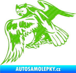 Samolepka Predators 100 levá sova 3D karbon zelený kawasaki