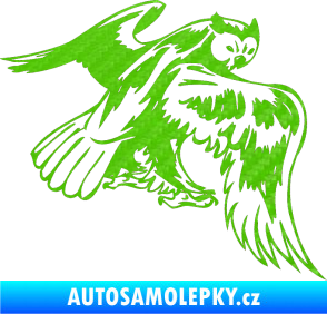 Samolepka Predators 100 pravá sova 3D karbon zelený kawasaki