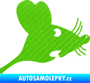 Samolepka Překvapená myš pravá 3D karbon zelený kawasaki