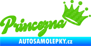 Samolepka Princezna s korunkou 001 nápis 3D karbon zelený kawasaki
