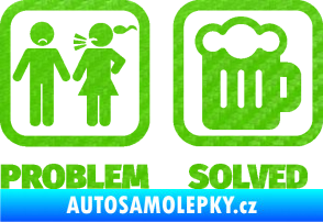 Samolepka Problem? Solved 008 na pivo 3D karbon zelený kawasaki