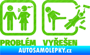 Samolepka Problém? Vyřešen 001 3D karbon zelený kawasaki